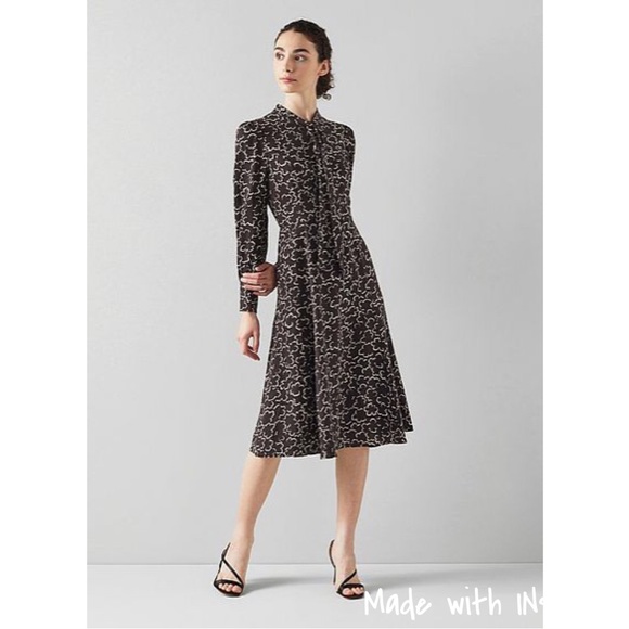 L.K. Bennett Mortimer Black and Cream Floral Shirt Dress - Picture 2 of 16